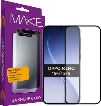 Защитное стекло для смартфона Oppo Reno15 F/15 FS MAKE Black (MGF-OR15F/FS)