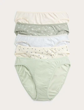 Набор хлопковые трусики Marks&Spencer модель High legs 14(42) 5 шт soft green 0209