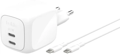 Ładowarka sieciowa Belkin 67W 2xUSB-C GAN PD PPS, kabel USB-C > USB-C, 2m Biały (WCH020KQ2MWH-B6)