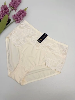 Высокие слипы с утяжкой и кружевными вставками 8186, 3XL (ОБ 120-130), Бежевый