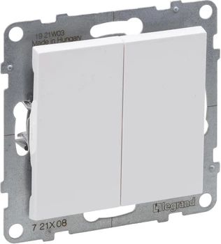 Перемикач 2-клавішний Legrand Suno 10 A Білий 721108 (3414972040723)