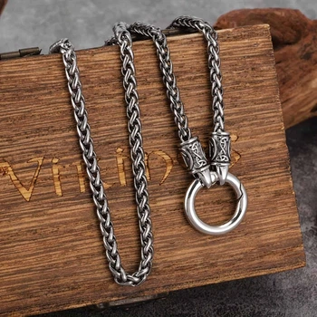Мужская цепочка из нержавеющей стали 60 см с кольцом-замком в стиле Viking 7811