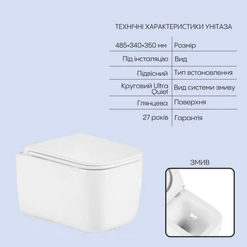 Готове рішення Qtap для ванної кімнати: підвісний унітаз Gemini Ultra Quiet 485×340×350 + комплект інсталяції Nest 4 в 1 (кругла клавіша White)