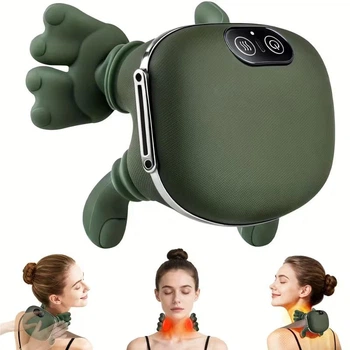 Масажер для шиї з “руками” 4D, теплий компрес, силікон, USB зарядка, акумулятор 2000 мАг