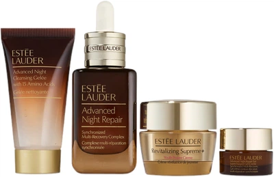 Набір для догляду за обличчям Estee Lauder Nightly Renewal Гель очищувальний 30 мл + Гель-крем для шкіри навколо очей 5 мл + Сироватка для обличчя 50 мл + Крем для обличчя 7 мл (887167735453)