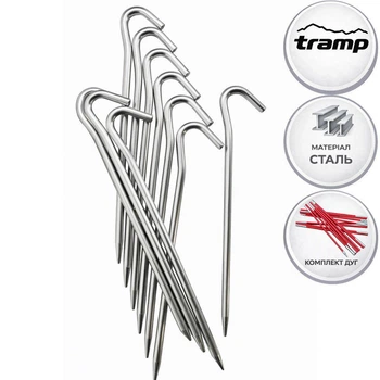 Комплект колышков Tramp V2 для туристической палатки; 10 шт; Дюралюминий. Палаточные колья UTRA-013V2