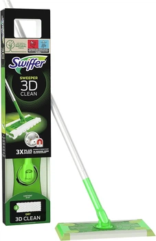 Швабра 3 D Thicker +4 шт сухих серветок для сухого прибирання (захоплюють та утримують пил ) та вологого прибирання Swiffer Kit Mop 3D clean (зелена)