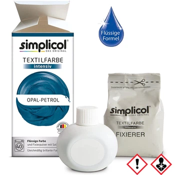 Фарба для одягу та текстилю Simplicol Opal- Petrol turquoise intensiv (Опаловий бірюзовий) 400 г + 150 ml рідкий барвник