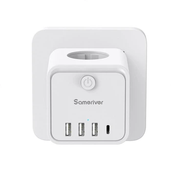 Зарядное устройство Sameriver 7-в-1 с USB-портом Cube, 3 розетки и 1 USB-порт типа A с 3 USB-портами типа C