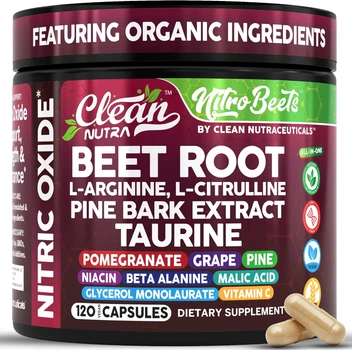Добавка премиум-класса для обеспечения оксида азота Clean Nutraceuticals Organic Beet Root 120 капсул