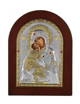 Срібна ікона "Богородиця з Ісусом" 26х20см Prince Silvero (MA/E1110/ax)