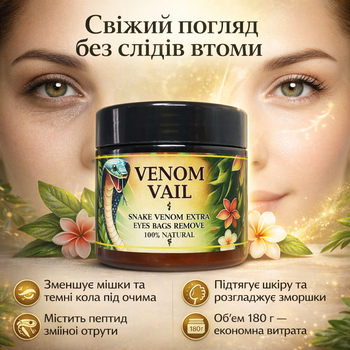 Крем для кожи вокруг глаз VENOM VAIL от мешков и темных кругов, пептид змеиного яда, 180
