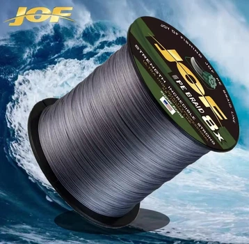 Шнур восьмижильный для рыбалки JOF PE BRAND 8х 500м 1.0# 0,16 мм 25lb 11.3 кг gray
