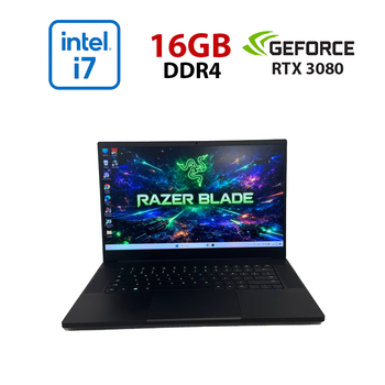Ігровий ноутбук Razer Blade 15 RZ09-0409 / 15,6" (1920x1080) IPS / Intel Core i7-11800H (8 (16) ядер по 2,3 - 4,6 ГГц) / 16 ГБ DDR4 / 512 ГБ SSD NVMe / nVidia GeForce RTX 3080, 8 ГБ GDDR6, 256-біт / Веб-камера б/в
