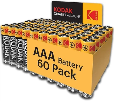 Батарейки Kodak Xtralife AAA, 60 шт., щелочные батарейки LR03 1,5 В, срок годности 10 лет