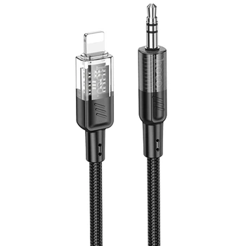 Аудио кабель Aux Hoco UPA27 Spirit transparent (Lightning to AUX 3.5mm) (1.2m) Black