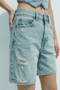 Джинсові шорти-бермуди trf з подертостями Zara 4060/205 XS Блакитні (0406020540032)