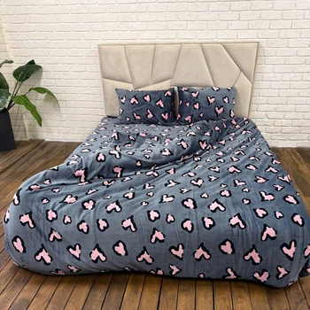 Плюшевое постельное белье микрофибра Cappone 200х220 см Розовые Сердечки
