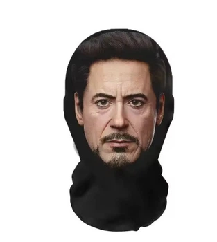 Маска на лицо /Чулок для ограбления / Косплей / с 3D принтом /Балаклава с принтом лица/ Тони Старк (Железный человек)