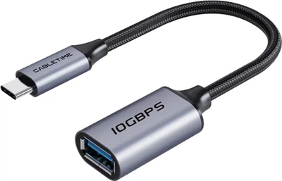Кабель CABLETIME USB 3.2 Type-C Male to USB 3.2 Type-A Female, 0.5 m, 10Gbs, Black (CP62G)