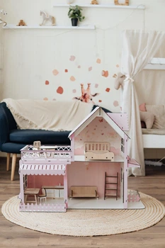 Кукольный домик из дерева Dream Cottage, 2 этажа, с мебелью, комплектация Комфорт