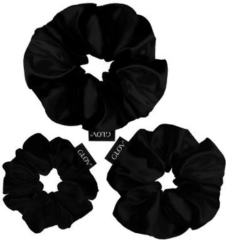 Gumki do włosów Glov Satin Scrunchies S/M/L Czarne 3 szt (5907440747548)
