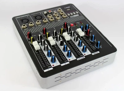 Аудио микшер 4-х канальный 2 А 20 Гц – 20 кГц 230 В,50 Гц Mixer BT 4000 Bluetooth с выходами на микрофоны и FM-радио
