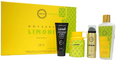 Набір унісекс Armaf Odyssey Limoni Fresh Edition Парфумована вода 100 мл + Спрей для тіла 50 мл + Гель для душу 100 мл + Шампунь 250 мл (6295199804162)