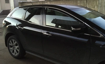 Дефлекторы окон ветровики Mazda CX-7 06-12 с хром молдингом HIC Мазда ЦХ-7 АМ0001938