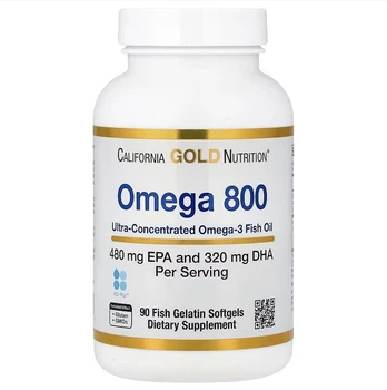 Омега-3, California Gold Nutrition, омега 800, в форме триглицеридов KD-Pur, 1000 мг, 90 капсул