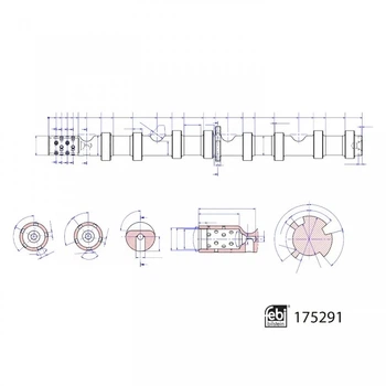 Розподільний вал FEBI 175291 Audi A6, A5, Allroad, A4, Q5, TT, A8, A3; Seat Exeo; Skoda Octavia, Yeti; Volkswagen Transporter, Passat, Golf, Tiguan 06H109021C, 06H109021G, 06H109021K