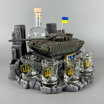 Сувенирный набор штоф "Т-64 БВ №1" с посудой PREMIUM | Подарок для военнослужащего PA_1007_3