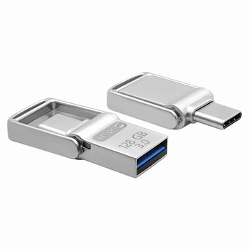 USB флешка 128GB Veron 3.0 Type C для хранения данных и быстрой передачи информации металлическая