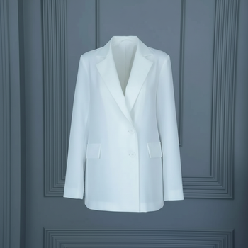 Жакет жіночий оверсайз з костюмної тканини молочний, L;XL