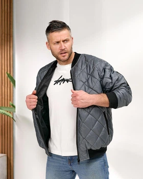 Куртка чоловіча бомбер 626 сіра, 48-50