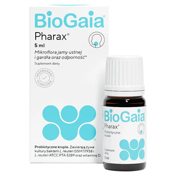 БіоГая Фаракс (BioGaia Pharax) — пробіотичні краплі з L. reuteri та вітаміном D для мікрофлори та імунітету, 5 мл