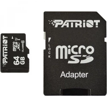 Карта пам'яті microSDXC (UHS-1) Patriot LX Series 64Gb class 10 (adapter SD) (PSF64GMCSDXC10) (440)