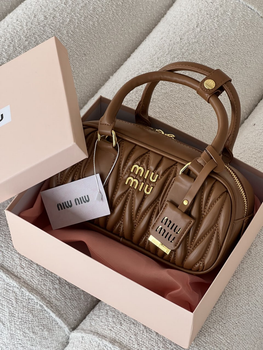 Жіноча сумка MIU MIU шкіра 1 відділ логотип всередині коричнева 23×12×8 см (LUX1106)