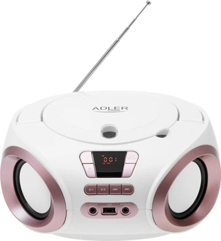Радіоприймач Adler AD 1181 FM Boombox CD-MP3 White (5905575909046)