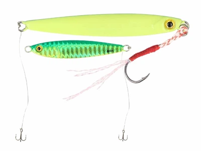 Пилькер Golden Catch Dasher 212 Glow 10g с поводком и тройником для ловли саргана, ставриди, луфаря, жереха, судака