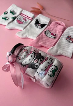 Подарочный набор носков Hello Kitty в банке, 5 пар милых носков для девочки, размер 35–40, подарок для девочки, дочери, племянницы