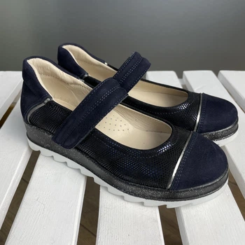 Туфли из натурального замша и кожи для девочки подростка Happy Walk синие 35 (3888-06)