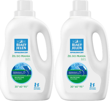 Гель для прання білих тканин Biały Jeleń гіпоалергенний 2 x 1500 мл (5900133012930/2)