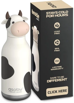 Термопляшка із соломинкою Asobu Bestie Cow Корівка 460 мл