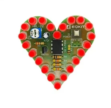 Электронный DIY-набор для пайки в форме сердца с LED-подсветкой, обучающий, Красная