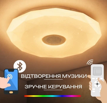 Светодиодный музыкальный светильник смарт VALESO LY577-350 WH для спальни и детской комнаты 32W+2W RGB Белый