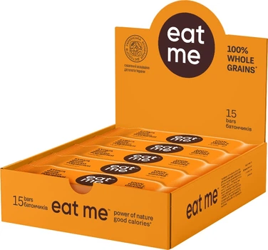 Упаковка батончиків EatMe Вафлі з курагою фініком яблуком родзинками та злаками 40 г х 15 шт. (4820097899808)