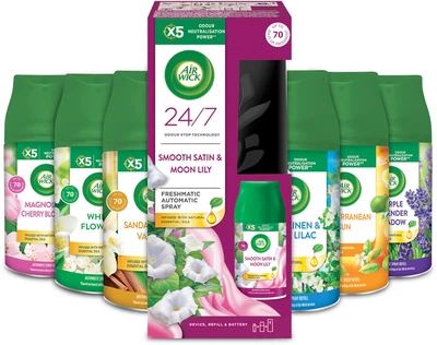 Автоматический освежитель воздуха Air Wick Freshmatic подарочный набор + 6 сменных баллонов 6×250 мл