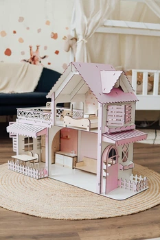 Ляльковий будиночок з дерева Dream Cottage, 2 поверхи, з меблями, комплектація Преміум