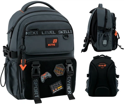 Рюкзак шкільний Kite Education 1022M для хлопчика Сірий 39x28x12.5см 13 л легкий Ортопедичний 1-4 клас спинка Ergo Kids (K26-1022M-3)